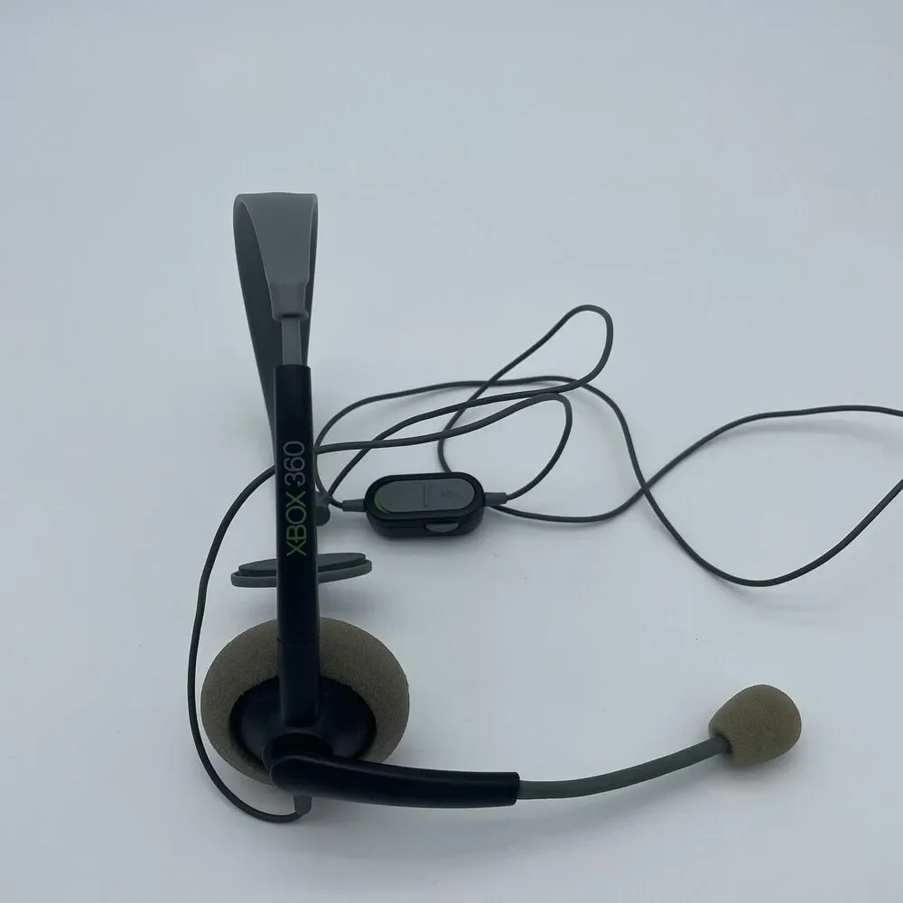 GENUINE MICROSOFT XBOX 360 - Wired Headset W/ Boom Mic OEM Official Black